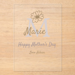 simple minimal mother's day monogram golden gray f アクリル招待状