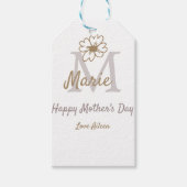 simple minimal mother's day monogram golden gray f ギフトタグ (正面)
