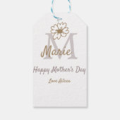simple minimal mother's day monogram golden gray f ギフトタグ (裏面)