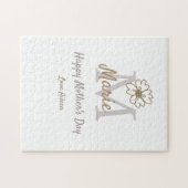 simple minimal mother's day monogram golden gray f ジグソーパズル (横)