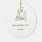 simple minimal mother's day monogram golden gray f セラミックオーナメント (左)