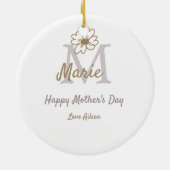 simple minimal mother's day monogram golden gray f セラミックオーナメント (裏面)