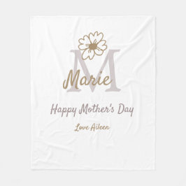 simple minimal mother's day monogram golden gray f フリースブランケット