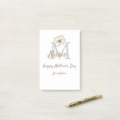 simple minimal mother's day monogram golden gray f ポストイット (デスク上)
