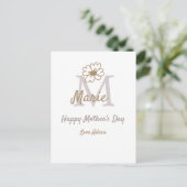 simple minimal mother's day monogram golden gray f ポストカード (スタンド正面)