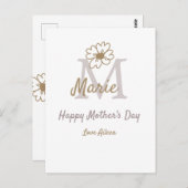 simple minimal mother's day monogram golden gray f ポストカード (正面/裏面)