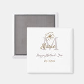 simple minimal mother's day monogram golden gray f マグネット (正面/裏面)