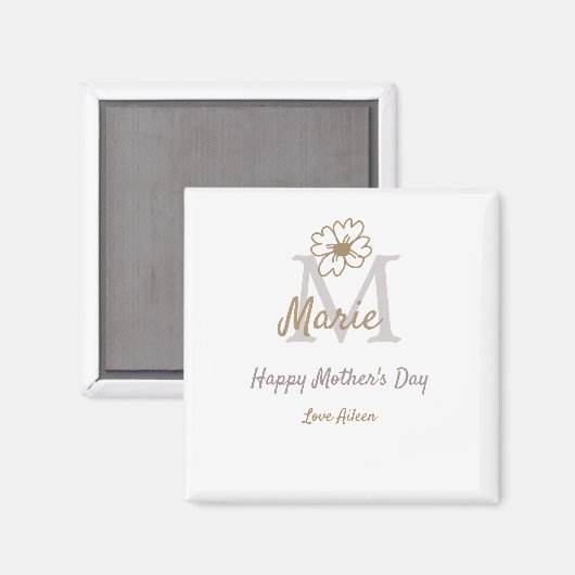 simple minimal mother's day monogram golden gray f マグネット (正面/裏面)