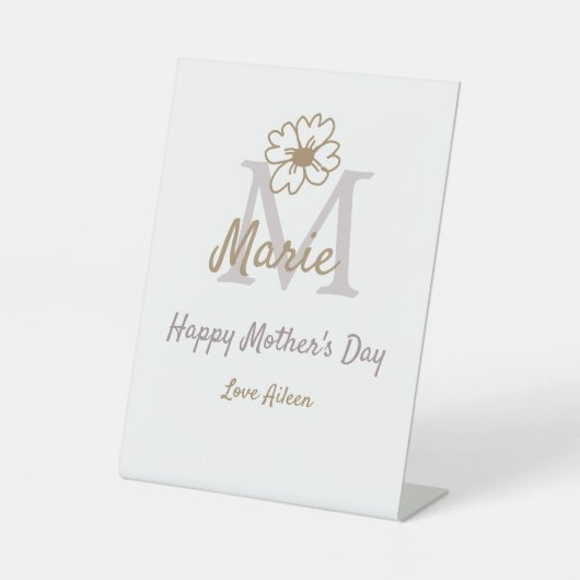 simple minimal mother's day monogram golden gray f 台座サイン (正面)