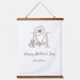 simple minimal mother's day monogram golden gray f 吊り下げ型タペストリー