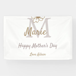simple minimal mother's day monogram golden gray f 横断幕