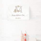 simple minimal mother's day monogram golden gray f 横断幕 (インサイチュ)