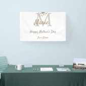 simple minimal mother's day monogram golden gray f 横断幕 (トレードショー)