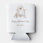 simple minimal mother's day monogram golden gray f 缶クーラー (裏面)