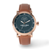 Simple Minimal navy blue Monogram couple names 腕時計 (正面)