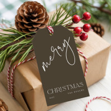 Simple Minimal Olive Green Family Name Christmas