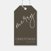 Simple Minimal Olive Green Family Name Christmas ギフトタグ (裏面)