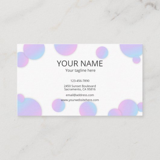 Simple Minimal Pink Blue Purple Gradient Dot Frame 名刺 (裏面)
