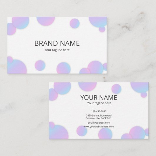 Simple Minimal Pink Blue Purple Gradient Dot Frame 名刺 (正面/裏面)