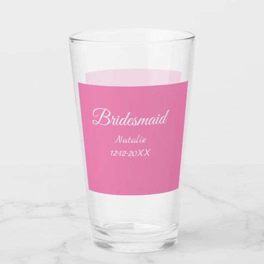Simple minimal pink bridesmaid add name year text  タンブラーグラス (正面)