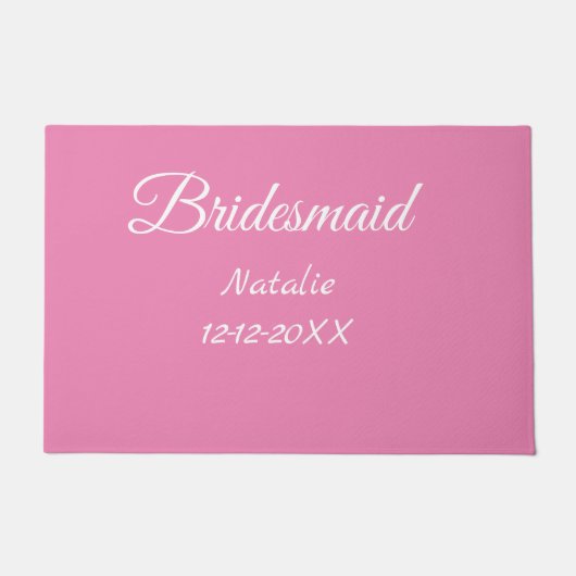 Simple minimal pink bridesmaid add name year text  ドアマット (正面)