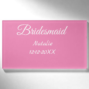 Simple minimal pink bridesmaid add name year text 名札