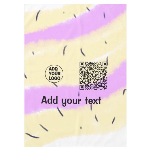 Simple minimal q r code add logo scan code name te テーブルクロス (正面)