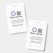 Simple minimal q r code add logo scan code name te バッジ (正面＆裏面)