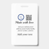 Simple minimal q r code add logo scan code name te バッジ (裏面)