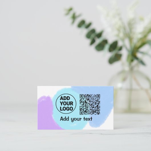 Simple minimal q r code add logo scan code name te 名刺 (スタンド正面)