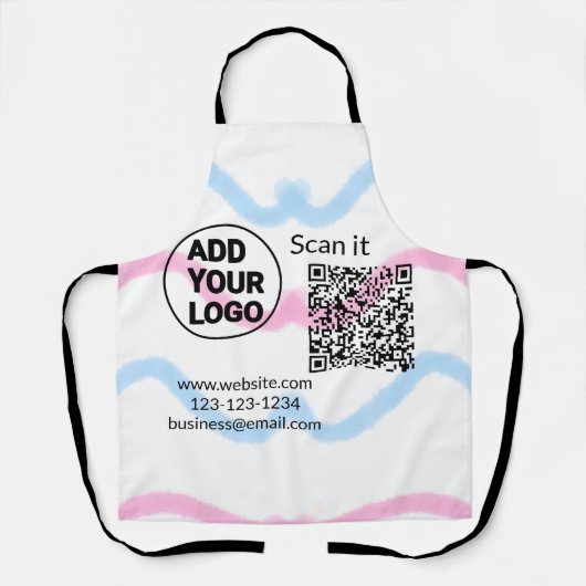 Simple minimal q r code add logo scan code name we エプロン (正面)