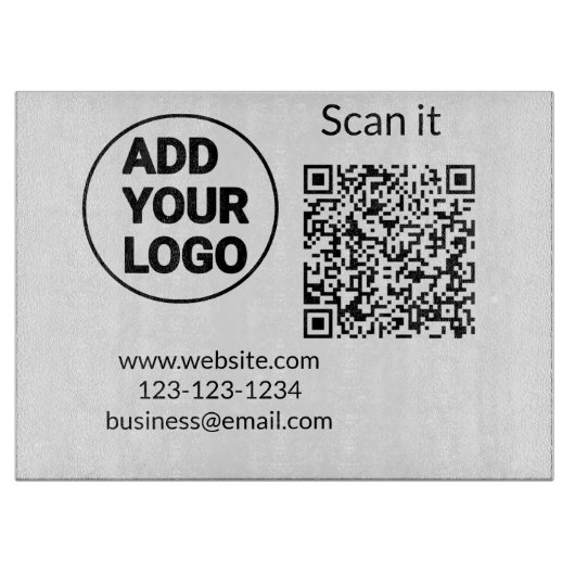 Simple minimal q r code add logo scan code name we カッティングボード (正面)