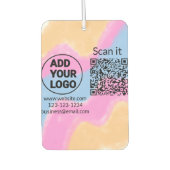 Simple minimal q r code add logo scan code name we カーエアーフレッシュナー (正面)