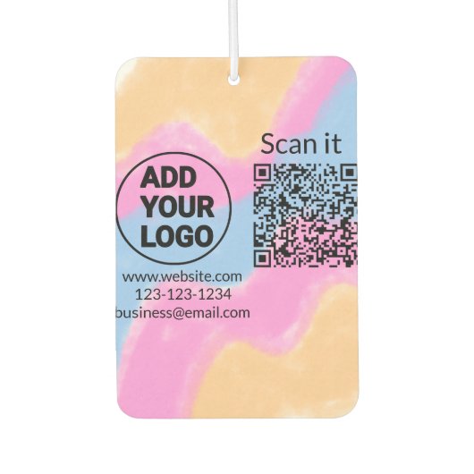 Simple minimal q r code add logo scan code name we カーエアーフレッシュナー (正面)