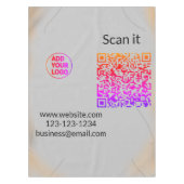Simple minimal q r code add logo scan code name we テーブルクロス (正面)