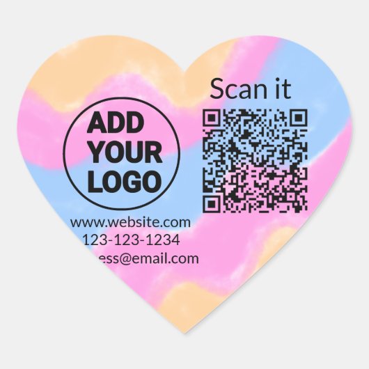 Simple minimal q r code add logo scan code name we ハートシール (正面)