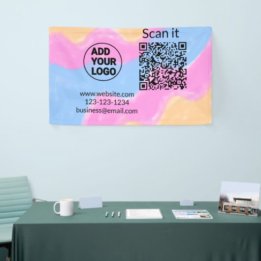 Simple minimal q r code add logo scan code name we 横断幕 (トレードショー)