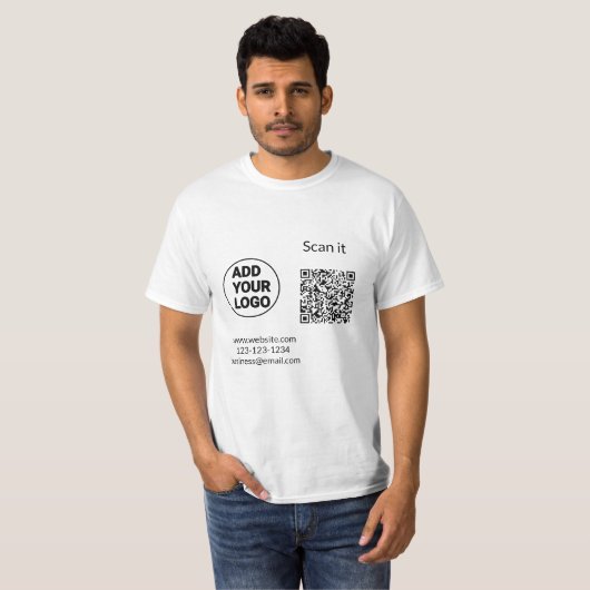 Simple minimal q r code add logo scan code name we tシャツ (正面フル)