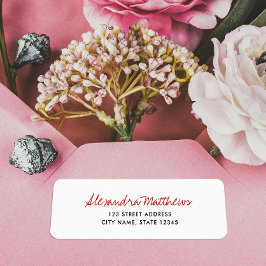 Simple Minimal Red Script Company Return Address ラベル