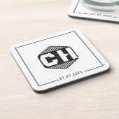 Simple Minimal retro monogram initials Wedding コースター (左側)