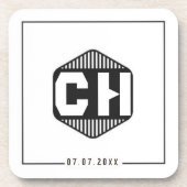 Simple Minimal retro monogram initials Wedding  コースター (正面)
