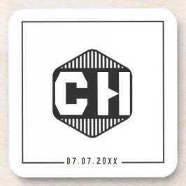 Simple Minimal retro monogram initials Wedding  コースター