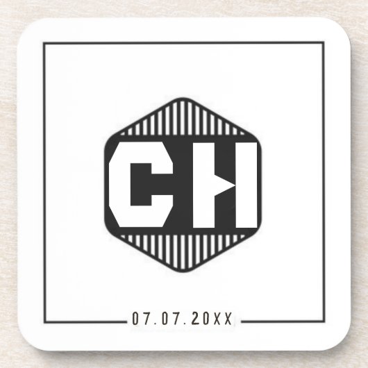 Simple Minimal retro monogram initials Wedding コースター (正面)