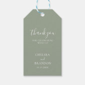 Simple Minimal Sage Green Thank You Wedding Favor ギフトタグ (正面)