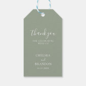 Simple Minimal Sage Green Thank You Wedding Favor ギフトタグ (裏面)