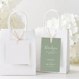 Simple Minimal Sage Green Thank You Wedding Favor ギフトタグ