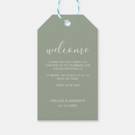 Simple Minimal Sage Green Welcome Wedding Favor ギフトタグ