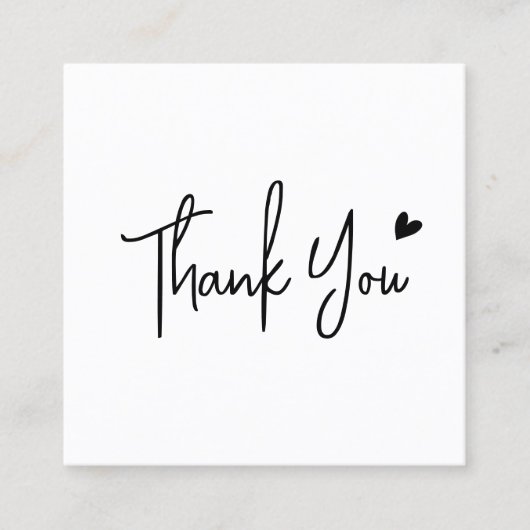 simple minimal script thank you for your order スクエア名刺 (正面)