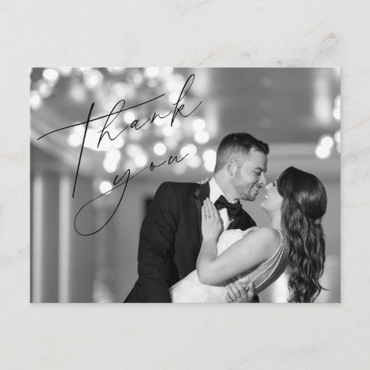 Simple Minimal Script Wedding Thank You Post Card ポストカード (正面)