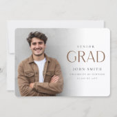 Simple Minimal Senior Grad Photo Master Graduation 案内状 (正面)